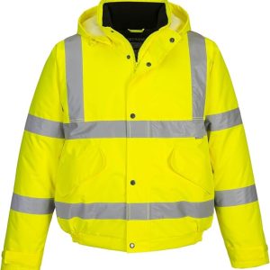 Hi Vis Bomber Jacket with Reflective Stripes Luminous Children's Size 7-9